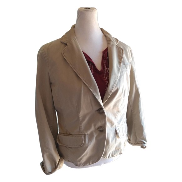 J. Crew Jackets & Blazers - J CREW Vintage Y2K Women's Tan Chino 2 Button Blazer Jacket Sz. M